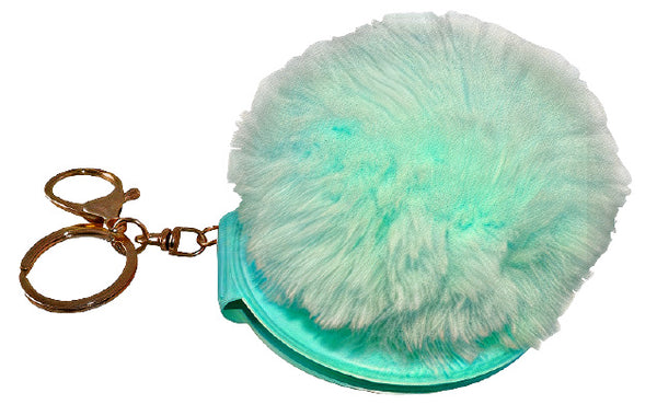 sleutelhanger met spiegel 6 cm polyester groen