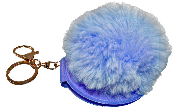 sleutelhanger met spiegel 6 cm polyester paars