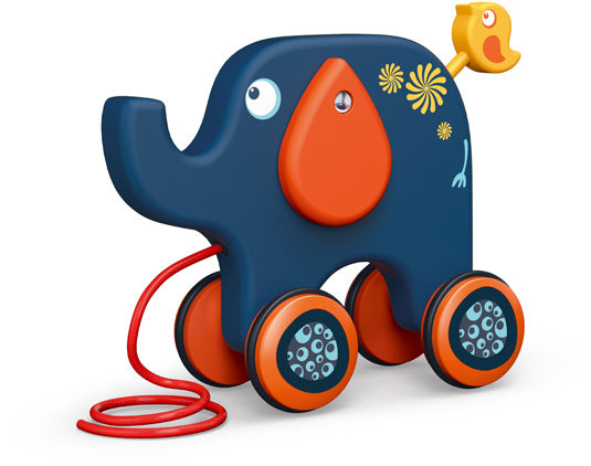 trekfiguur olifant junior 26,5 cm hout blauw/oranje