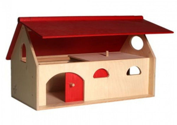 boerderij junior 25 x 27 x 30 cm hout naturel/rood