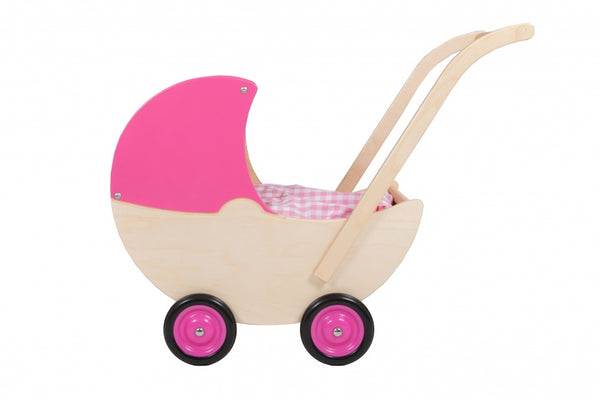 poppenwagen met vaste kap 57 cm roze
