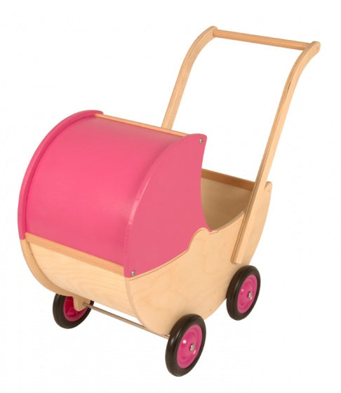 poppenwagen met vaste kap 57 cm roze