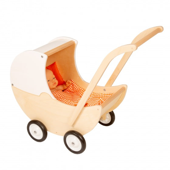 poppenwagen met vaste kap 57 cm wit