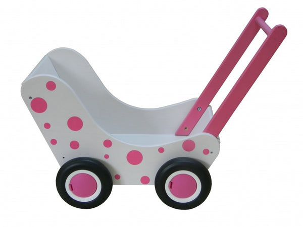 poppenwagen stippen 56 cm wit/roze