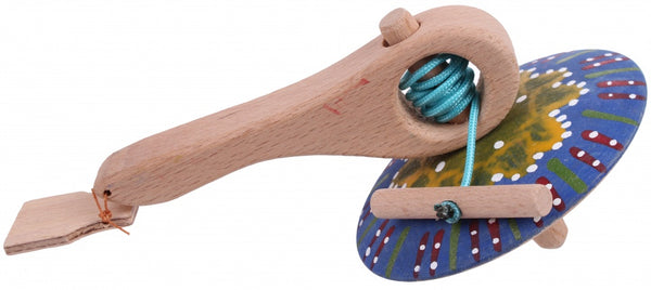 spinningtol hout 16 cm blauw/geel