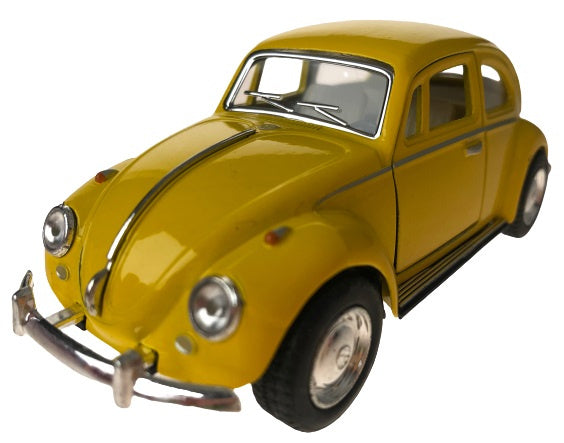 auto Volkswagen Beetle pull-back 1:32 staal geel