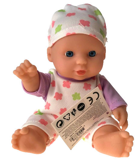 babypop meisjes 20 cm rubber wit/paars 3-delig