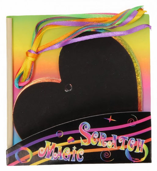 knutselset Magic Scratch hartje 10 cm papier 9-delig
