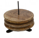 Onderzetters op pin-houder naturel mango 6 stuks