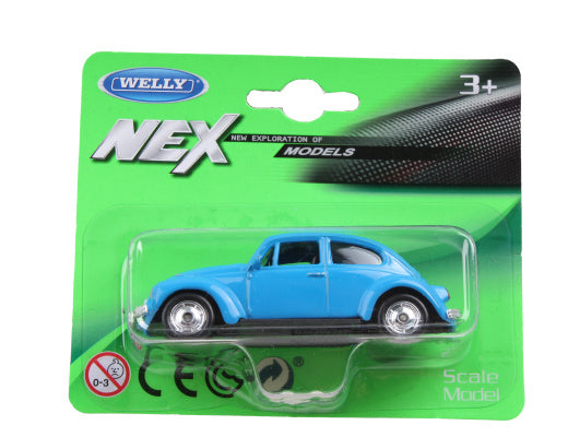 schaalmodel Volkswagen Beetle 6,5 cm alu 1:60 blauw