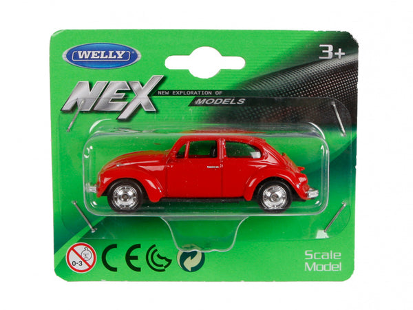 schaalmodel VW Beetle 6,5 cm alu 1:60 rood