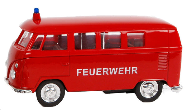 schaalmodel VW T1 brandweerwagen jongens die-cast rood