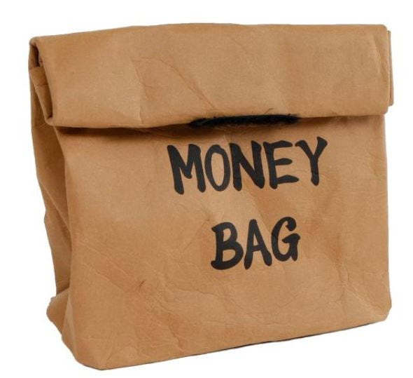 spaarzak Money Bag 12 x 17 cm wasbaar papier bruin