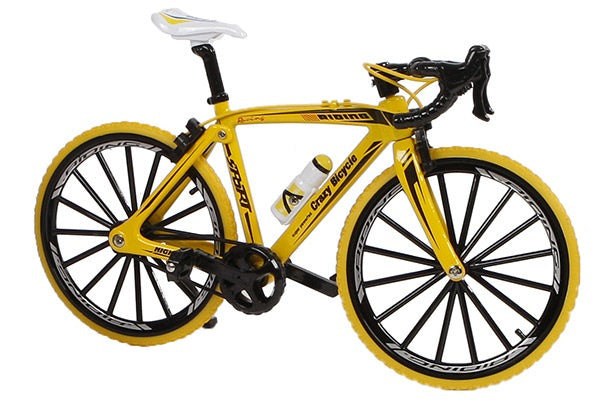speelset miniatuur racefiets 17 cm geel