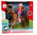 speelset paard meisjes 21 cm roze/bruin 4-delig