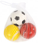 stuiterbal Sport 4,1 cm rubber geel/wit/oranje 3 stuks