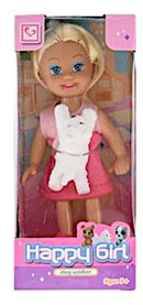 tienerpop Happy Girl meisjes 11 cm roze/wit 2-delig