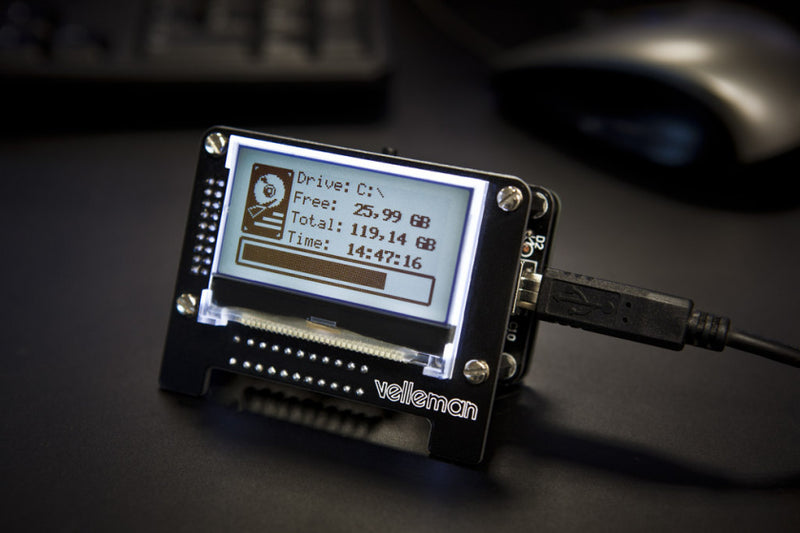 berichtenscherm USB 7,7 x 6 cm zwart/groen