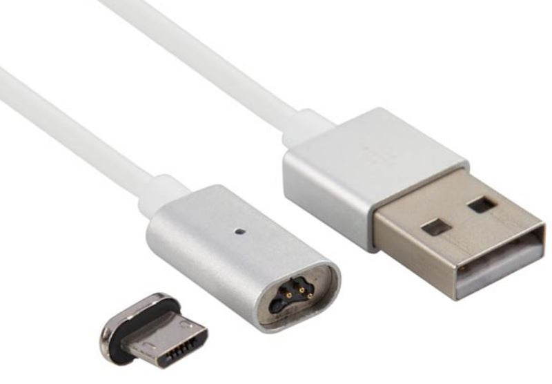 oplaadkabel USB 2.0/micro-USB 1 meter aluminium wit