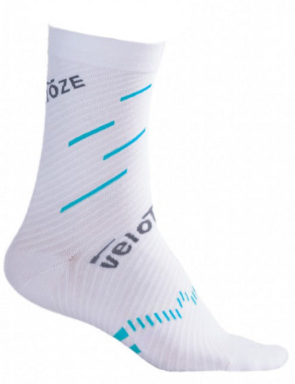 fietssokken Compression merinowol wit/blauw maat S/M