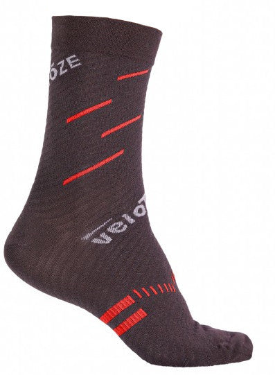 fietssokken Compression merinowol zwart/rood mt S/M