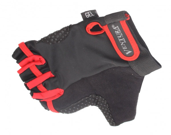 Fietshandschoenen Gel Rood Zwart Maat L