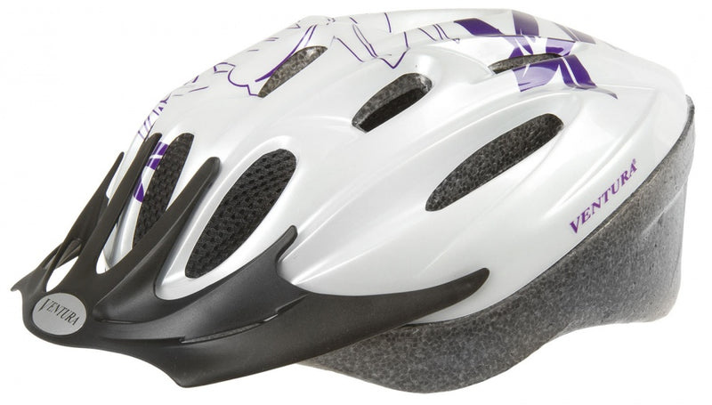 Fietshelm White Flower Wit / Paars Maat 53-57 cm (M)
