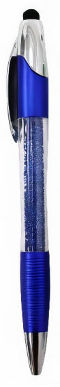 balpen 2-in-1 glitter led 14 cm blauw