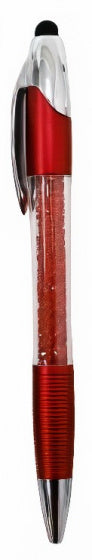 balpen 2-in-1 glitter led 14 cm rood