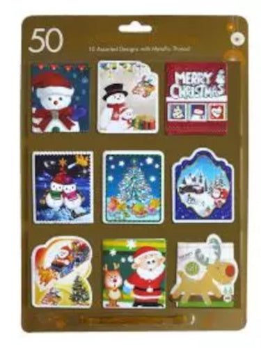 cadeaustickers kerst folie 50 stuks