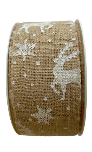 decoratieband rendier print unisex 2 meter beige