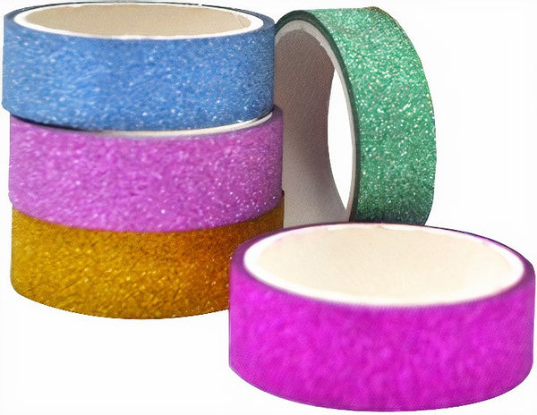 decoratietape Bright Glitter 15 meter papier 5-delig