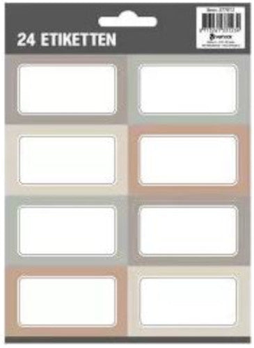 etiketten Nature crème/bruin/grijs/groen 24 stuks