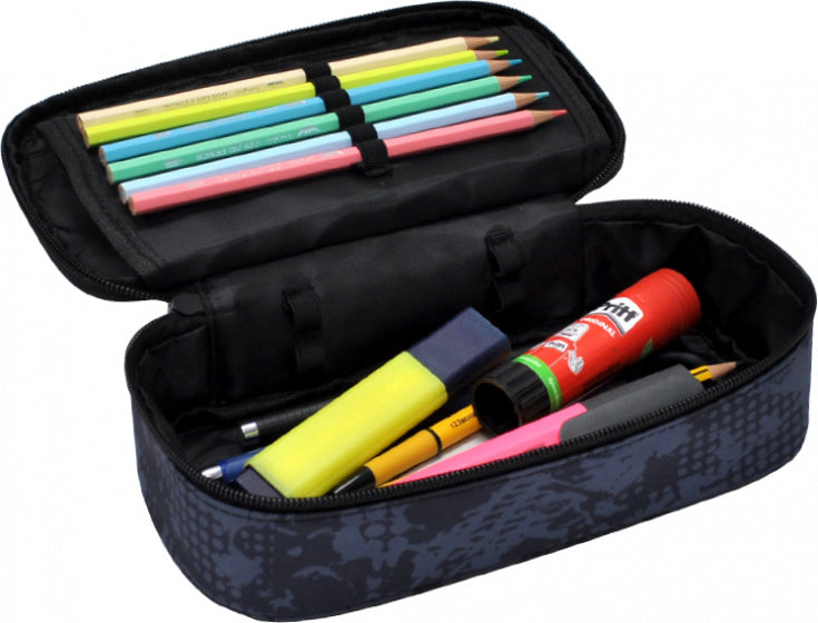 etui Petrol 24 x 12 x 12 cm blauw/zwart