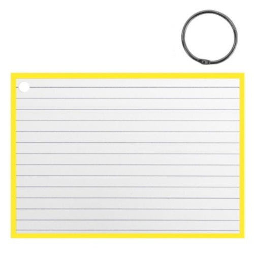 flashcard met clipring A6 papier wit/geel 50 stuks