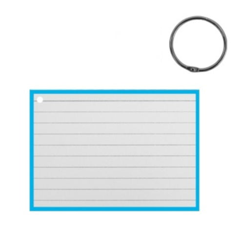 Flashcards A7 Blauw incl. clipring 50 Vellen