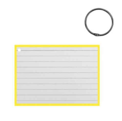 flashcard met clipring A7 papier wit/geel 50 stuks