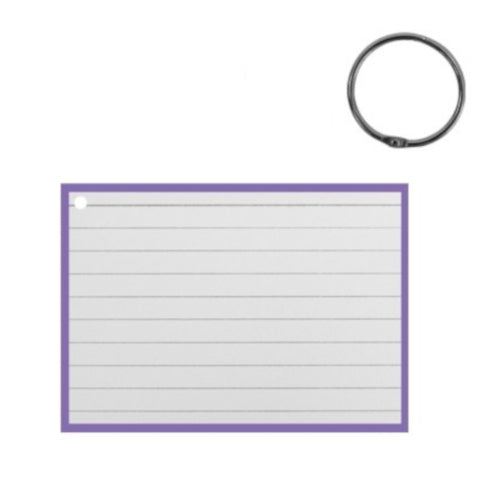 flashcard met clipring A7 papier wit/paars 50 stuks