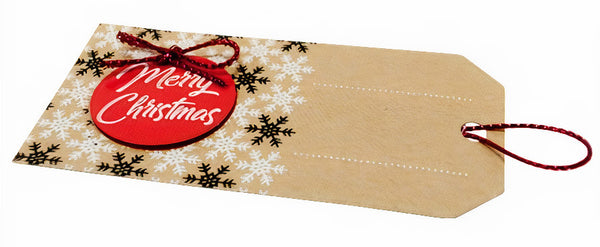 kerstetiketten Merry-X-mass junior papier bruin 8-delig