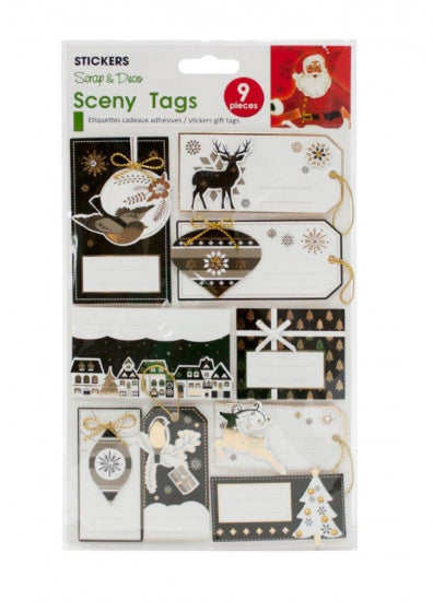 kerstetiketten/stickers Magic papier wit 9-delig