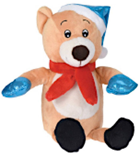knuffel Kerst junior 20 cm pluche beige/rood/blauw