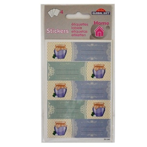 keukenetiketten papier blauw/groen 4 vellen à 5 stuks