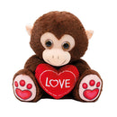 knuffelaap met hartje junior 12 cm bruin