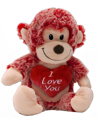 knuffelaap I Love You junior 15 cm pluche rood
