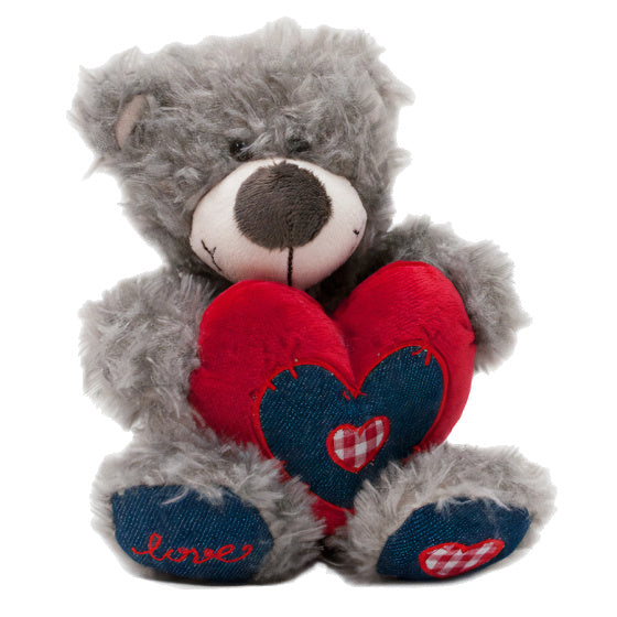 knuffelbeer Love junior 12 cm pluche grijs