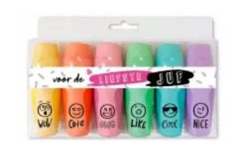 markeerstiften Liefste Juf 9 x 3 cm 6-delig