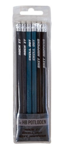 potloden HB 18,8 cm blauw/zwart hout 6 stuks