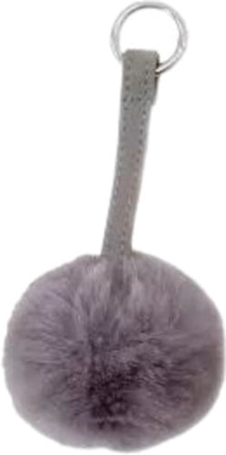 sleutelhanger pompom Nature junior 6 cm pluche grijs