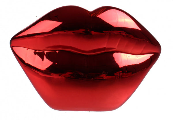 spaarpot lippen 15 cm keramiek rood
