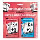 speelkaarten Bridge 9 x 6 cm karton rood/blauw 2 sets